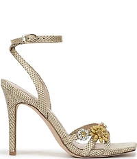 Circus NY by Sam Edelman Bria Woven Floral Ornamented Ankle Wrap Dress Sandals