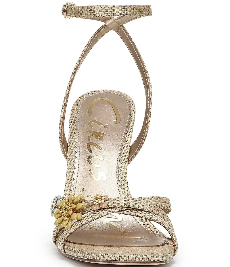 Circus NY by Sam Edelman Bria Woven Floral Ornamented Ankle Wrap Dress Sandals