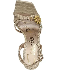 Circus NY by Sam Edelman Bria Woven Floral Ornamented Ankle Wrap Dress Sandals