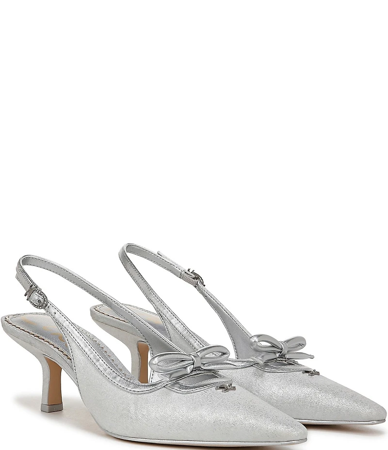 Circus NY by Sam Edelman Cassidy Shimmer Fabric Bow Detail Slingback Pumps