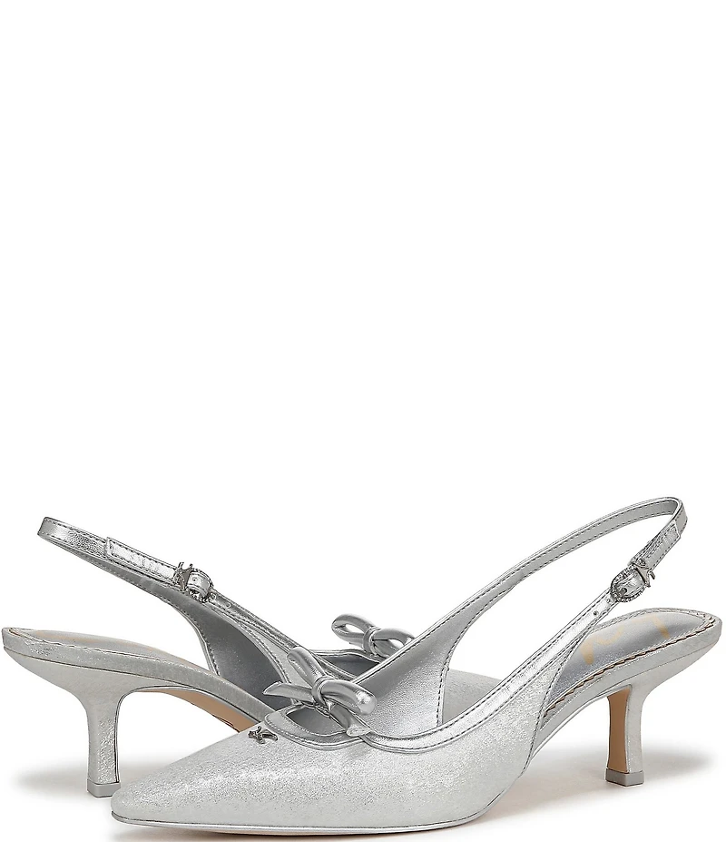 Circus NY by Sam Edelman Cassidy Shimmer Fabric Bow Detail Slingback Pumps