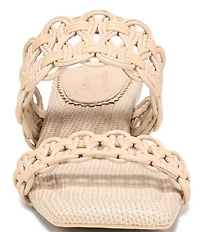 Circus NY by Sam Edelman Clover Woven Leather Sculpted Heel Slip On Dress Sandals