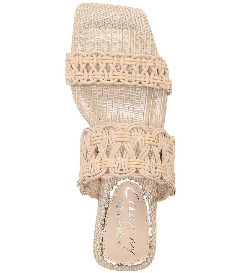 Circus NY by Sam Edelman Clover Woven Leather Sculpted Heel Slip On Dress Sandals