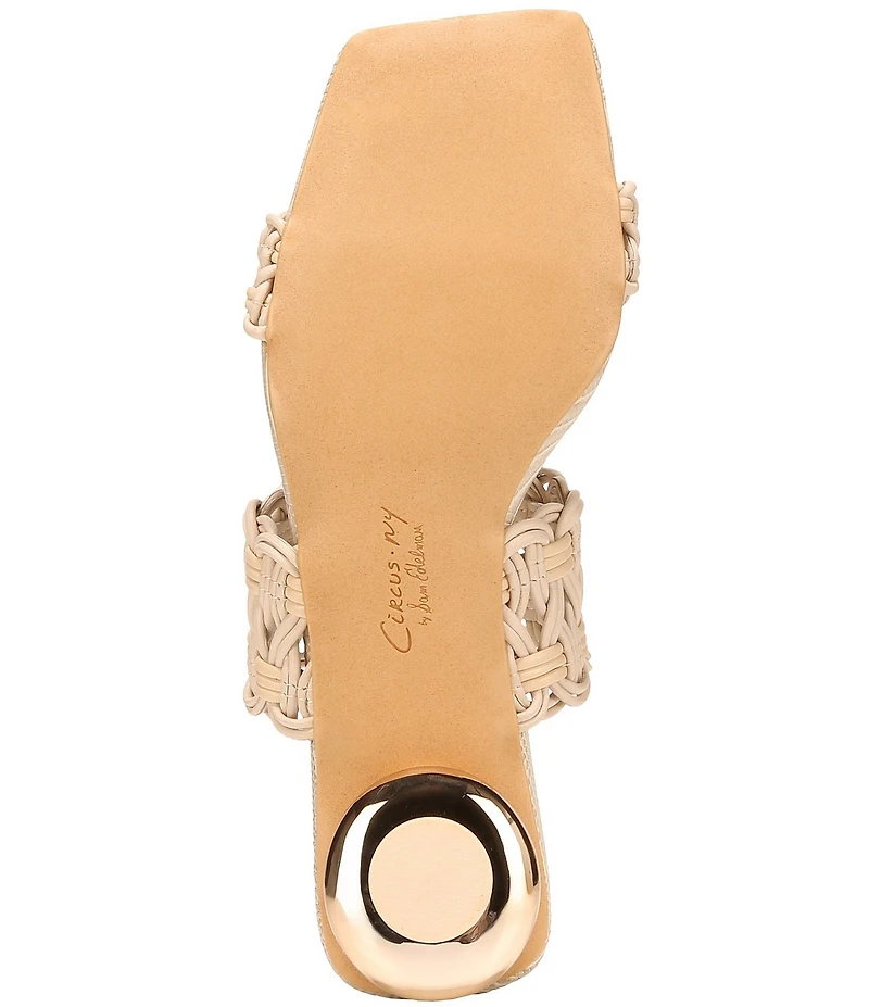 Circus NY by Sam Edelman Clover Woven Leather Sculpted Heel Slip On Dress Sandals