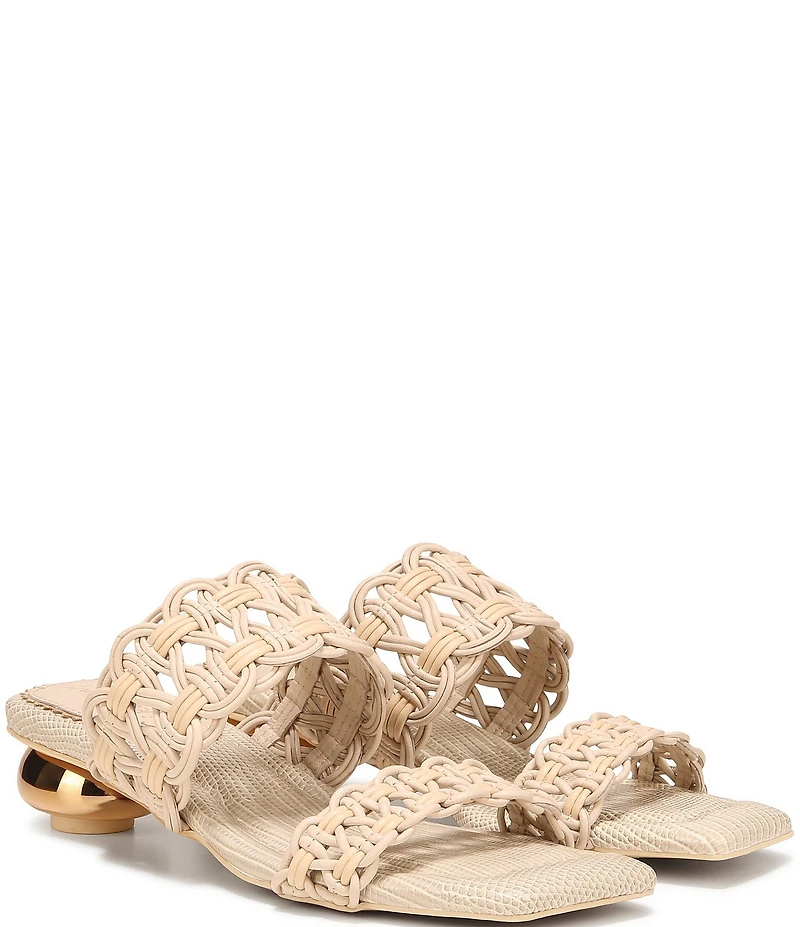 Circus NY by Sam Edelman Clover Woven Leather Sculpted Heel Slip On Dress Sandals