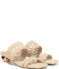 Circus NY by Sam Edelman Clover Woven Leather Sculpted Heel Slip On Dress Sandals