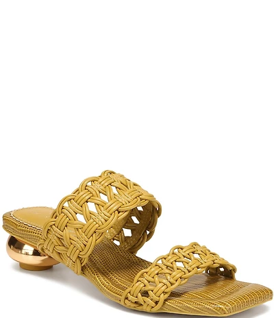 Circus NY by Sam Edelman Clover Woven Leather Sculpted Heel Slip On Dress Sandals