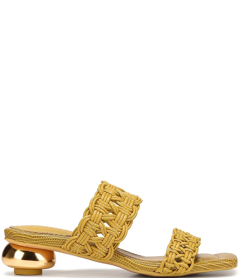 Circus NY by Sam Edelman Clover Woven Leather Sculpted Heel Slip On Dress Sandals