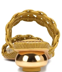 Circus NY by Sam Edelman Clover Woven Leather Sculpted Heel Slip On Dress Sandals