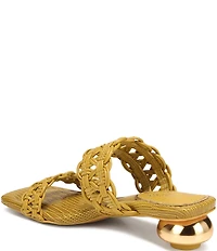 Circus NY by Sam Edelman Clover Woven Leather Sculpted Heel Slip On Dress Sandals