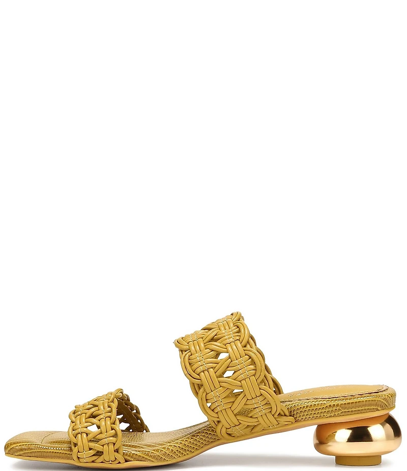 Circus NY by Sam Edelman Clover Woven Leather Sculpted Heel Slip On Dress Sandals