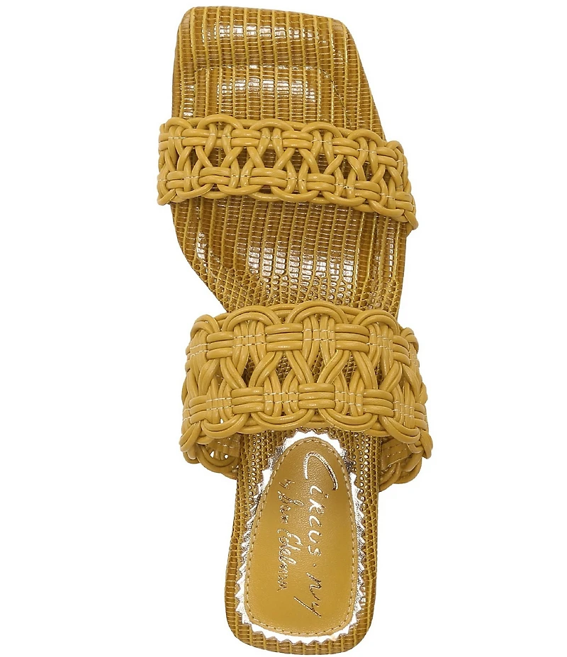 Circus NY by Sam Edelman Clover Woven Leather Sculpted Heel Slip On Dress Sandals