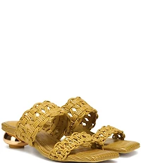 Circus NY by Sam Edelman Clover Woven Leather Sculpted Heel Slip On Dress Sandals