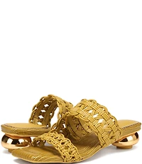 Circus NY by Sam Edelman Clover Woven Leather Sculpted Heel Slip On Dress Sandals