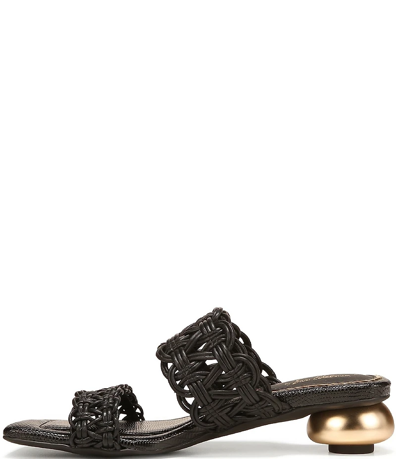 Circus NY by Sam Edelman Clover Woven Leather Sculpted Heel Slip On Dress Sandals