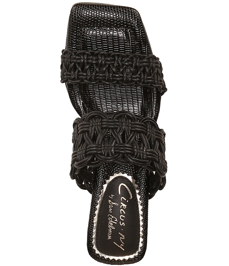Circus NY by Sam Edelman Clover Woven Leather Sculpted Heel Slip On Dress Sandals