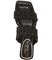 Circus NY by Sam Edelman Clover Woven Leather Sculpted Heel Slip On Dress Sandals