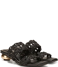 Circus NY by Sam Edelman Clover Woven Leather Sculpted Heel Slip On Dress Sandals