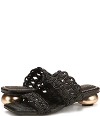 Circus NY by Sam Edelman Clover Woven Leather Sculpted Heel Slip On Dress Sandals