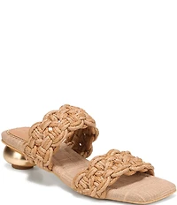 Circus NY by Sam Edelman Clover Woven Raffia Sculpted Heel Slip On Dress Sandals