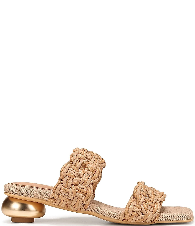 Circus NY by Sam Edelman Clover Woven Raffia Sculpted Heel Slip On Dress Sandals