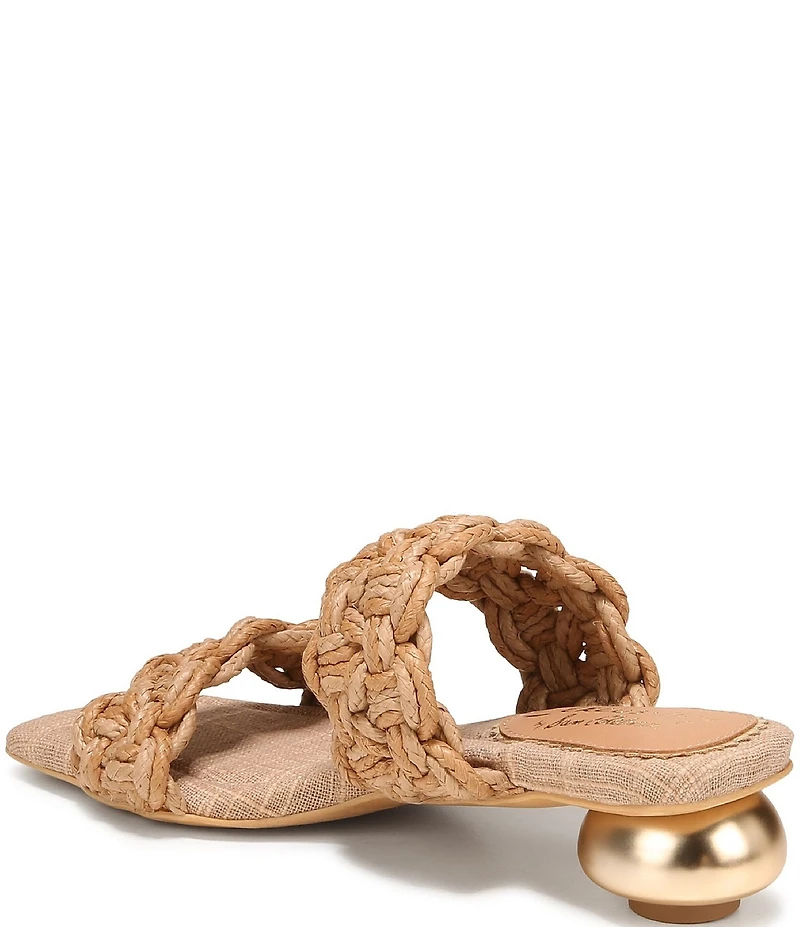 Circus NY by Sam Edelman Clover Woven Raffia Sculpted Heel Slip On Dress Sandals