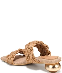 Circus NY by Sam Edelman Clover Woven Raffia Sculpted Heel Slip On Dress Sandals