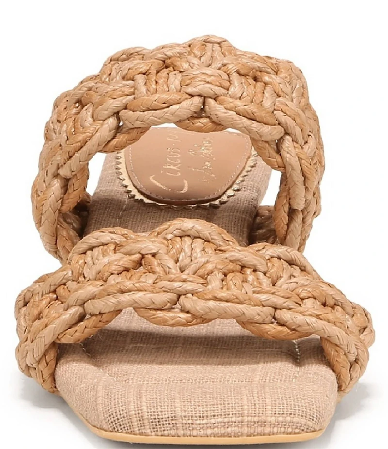 Circus NY by Sam Edelman Clover Woven Raffia Sculpted Heel Slip On Dress Sandals