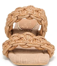 Circus NY by Sam Edelman Clover Woven Raffia Sculpted Heel Slip On Dress Sandals