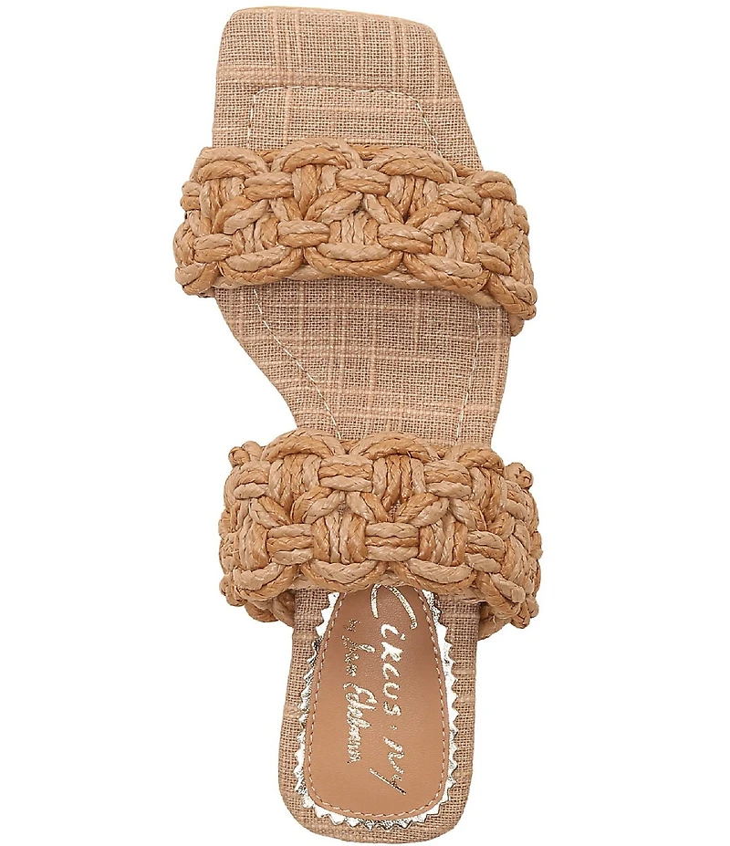 Circus NY by Sam Edelman Clover Woven Raffia Sculpted Heel Slip On Dress Sandals