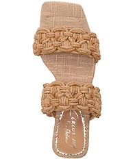 Circus NY by Sam Edelman Clover Woven Raffia Sculpted Heel Slip On Dress Sandals