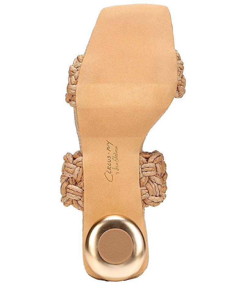Circus NY by Sam Edelman Clover Woven Raffia Sculpted Heel Slip On Dress Sandals