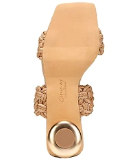 Circus NY by Sam Edelman Clover Woven Raffia Sculpted Heel Slip On Dress Sandals