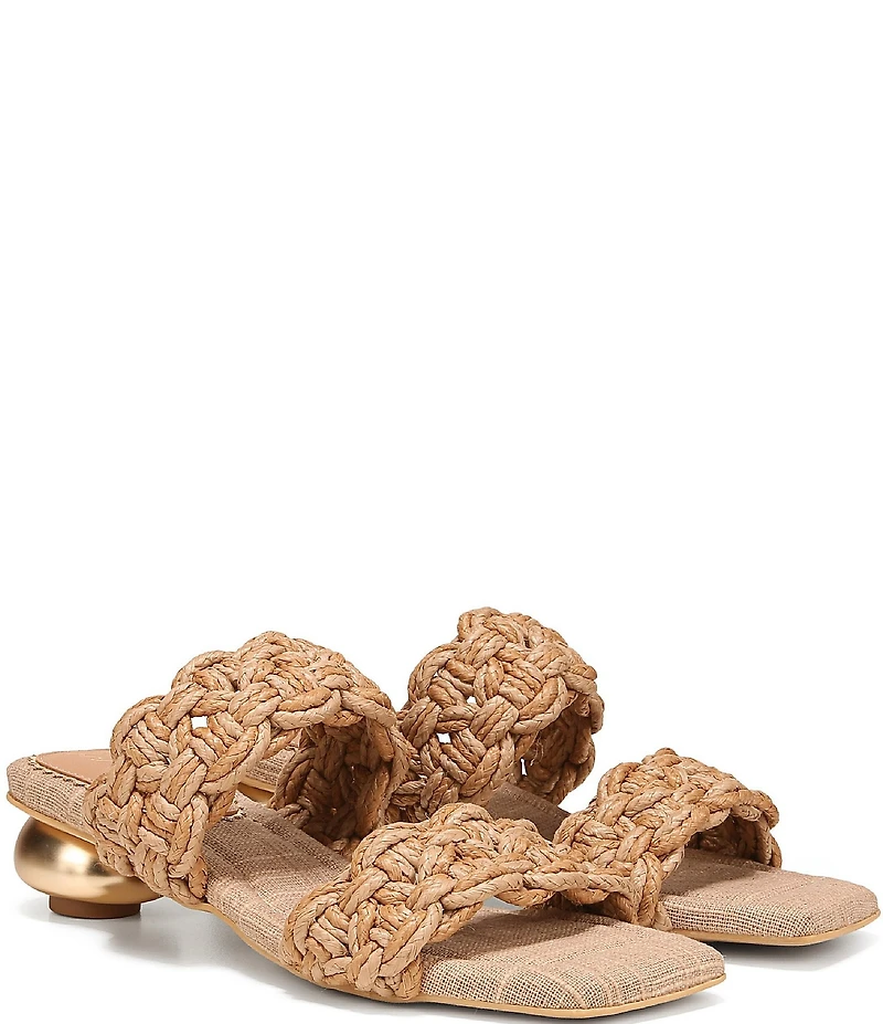 Circus NY by Sam Edelman Clover Woven Raffia Sculpted Heel Slip On Dress Sandals