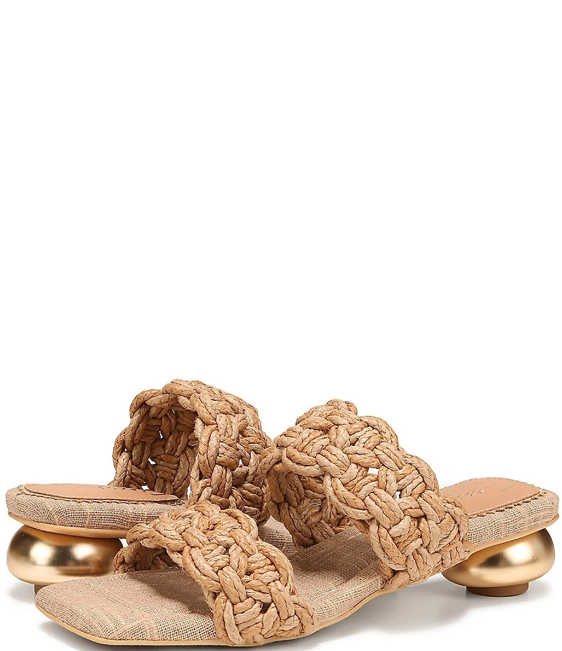 Circus NY by Sam Edelman Clover Woven Raffia Sculpted Heel Slip On Dress Sandals