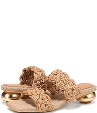 Circus NY by Sam Edelman Clover Woven Raffia Sculpted Heel Slip On Dress Sandals