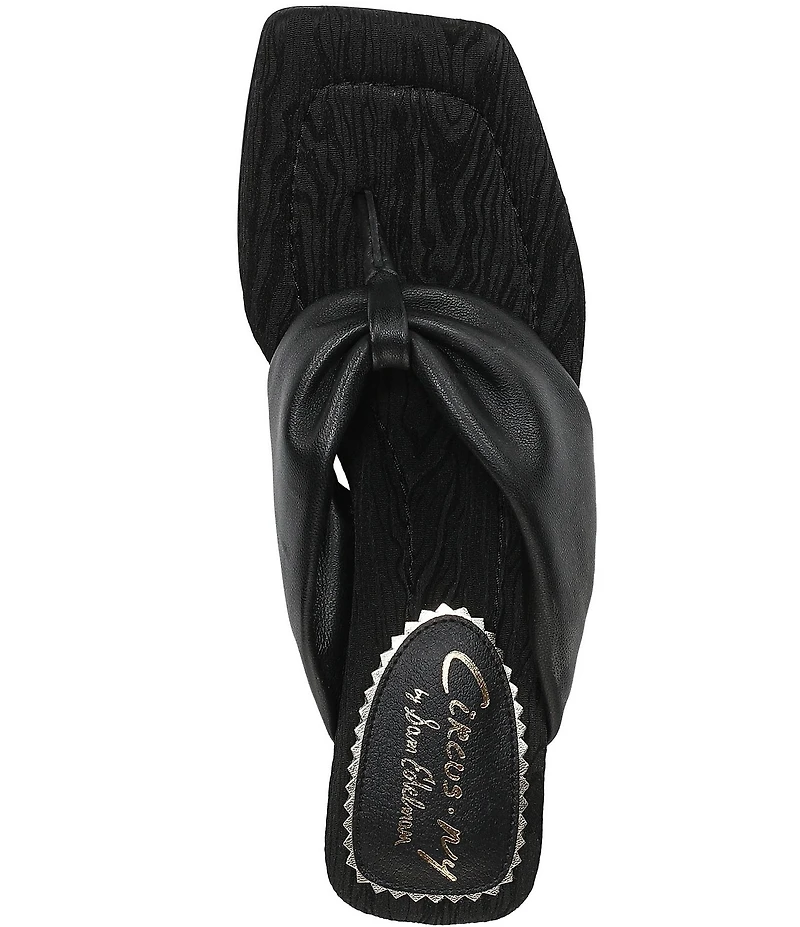Circus NY by Sam Edelman Colette Leather Block Heel Thong Slide Sandals