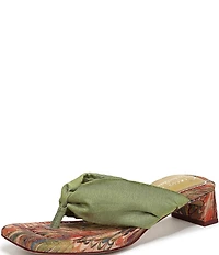 Circus NY by Sam Edelman Colette Silk Fabric Block Heel Thong Slide Sandals