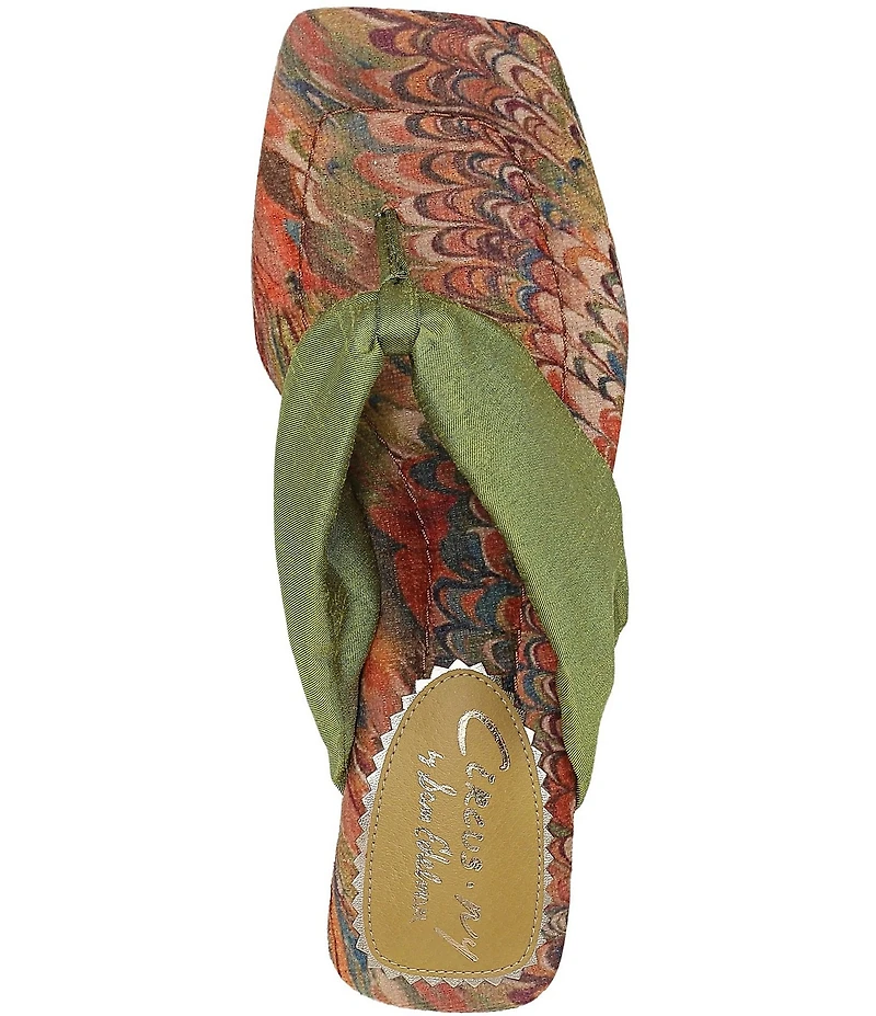 Circus NY by Sam Edelman Colette Silk Fabric Block Heel Thong Slide Sandals