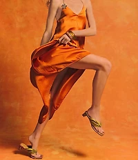 Circus NY by Sam Edelman Colette Silk Fabric Block Heel Thong Sandals