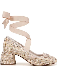 Circus NY by Sam Edelman Della Boucle Fabric Ankle Wrap Block Heel Ballet Pumps