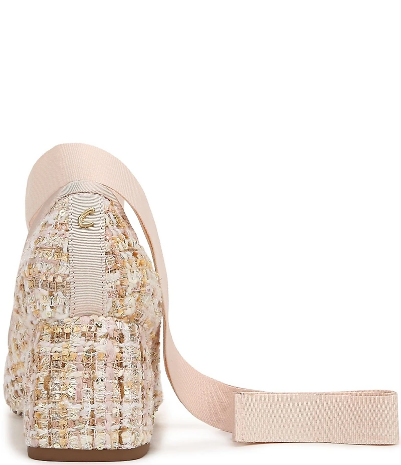 Circus NY by Sam Edelman Della Boucle Fabric Ankle Wrap Block Heel Ballet Pumps