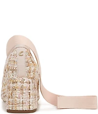 Circus NY by Sam Edelman Della Boucle Fabric Ankle Wrap Block Heel Ballet Pumps
