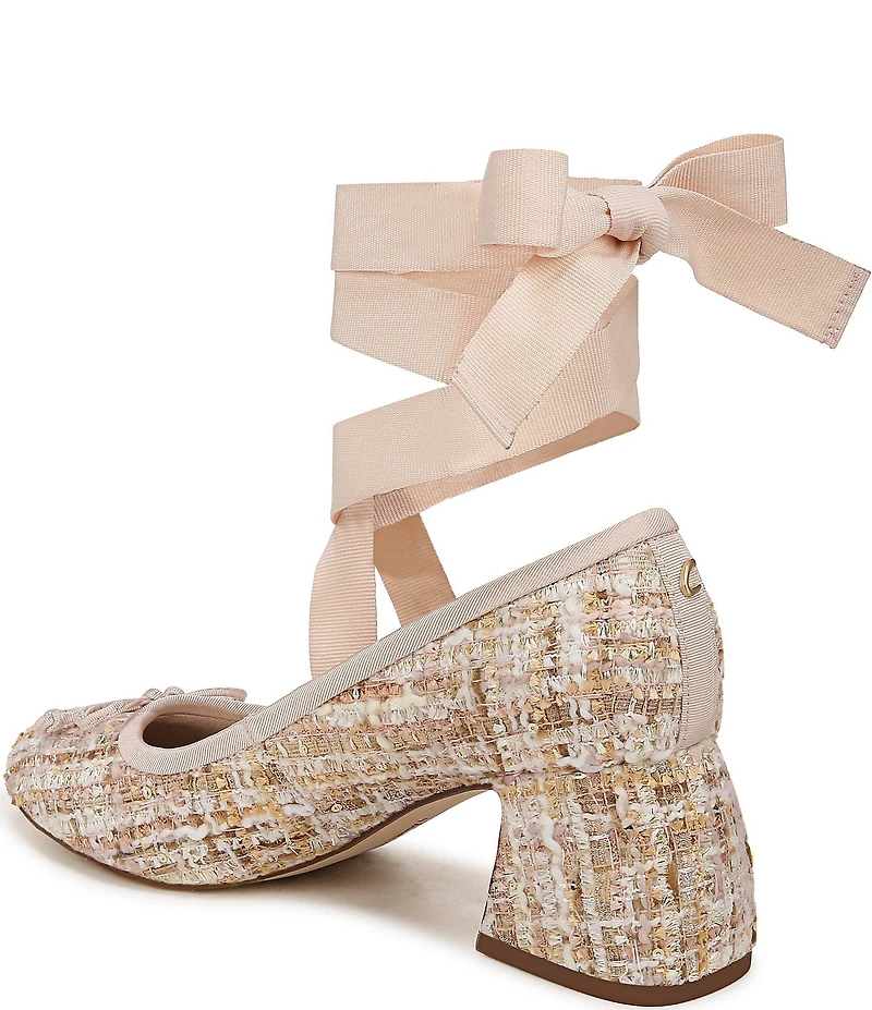 Circus NY by Sam Edelman Della Boucle Fabric Ankle Wrap Block Heel Ballet Pumps