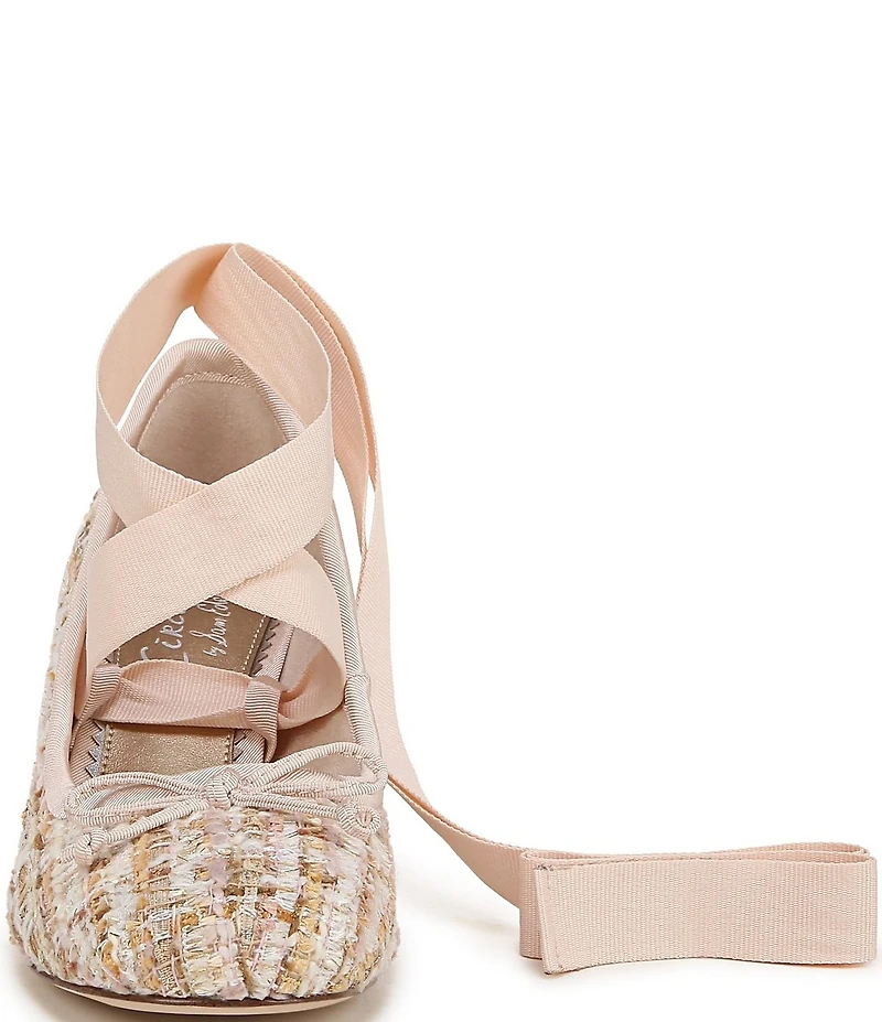 Circus NY by Sam Edelman Della Boucle Fabric Ankle Wrap Block Heel Ballet Pumps