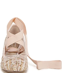 Circus NY by Sam Edelman Della Boucle Fabric Ankle Wrap Block Heel Ballet Pumps