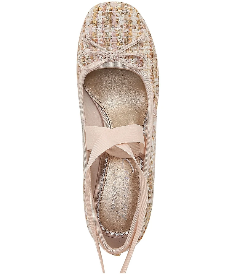 Circus NY by Sam Edelman Della Boucle Fabric Ankle Wrap Block Heel Ballet Pumps