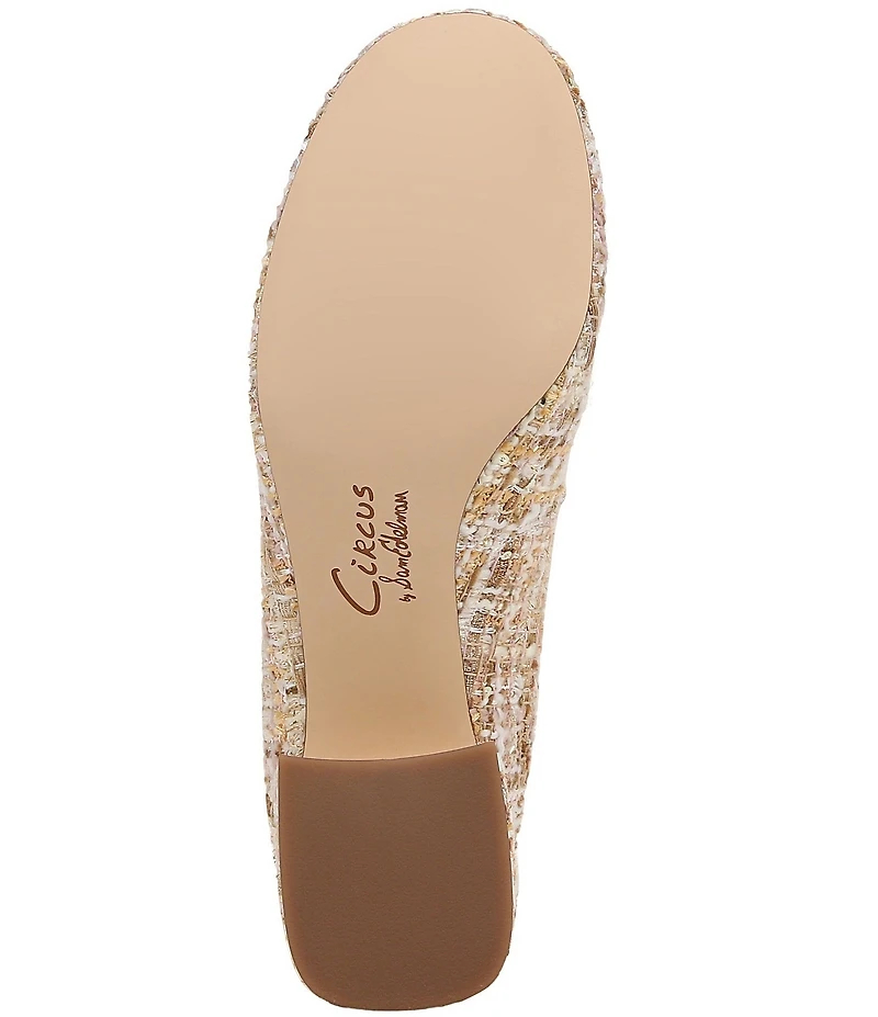Circus NY by Sam Edelman Della Boucle Fabric Ankle Wrap Block Heel Ballet Pumps