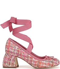 Circus NY by Sam Edelman Della Boucle Fabric Ankle Wrap Block Heel Ballet Pumps