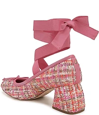 Circus NY by Sam Edelman Della Boucle Fabric Ankle Wrap Block Heel Ballet Pumps